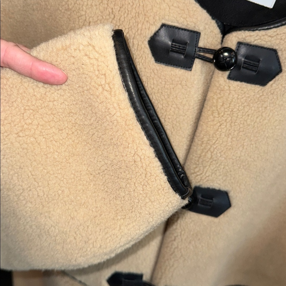 Rebecca Minkoff Tan Faux Shearling Toggle Jacket Oversized Chic Sophisticated XL - Picture 9 of 17